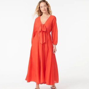 Tie-front cotton-voile maxi dress
